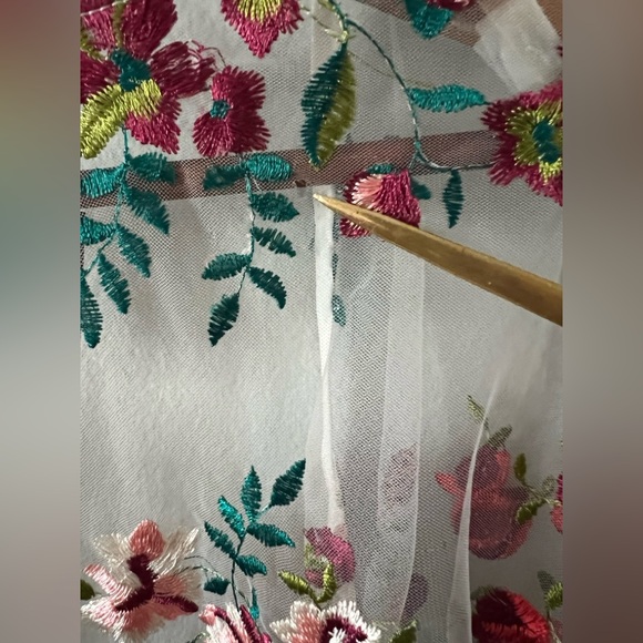 Embroidered Floral Lace Kimono by Umgee Sheer  White Boho New Read - Small To XL - Picture 11 of 12